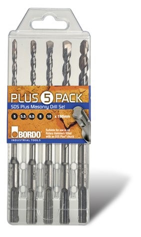 BORDO DRILL SDS PLUS SET 5 5.5 6.5 8 10 X 160MM 